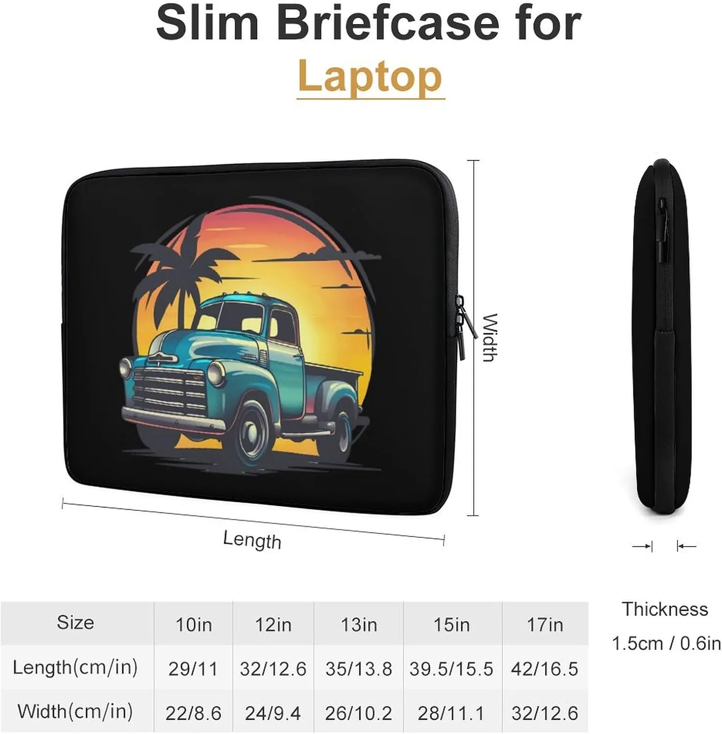 Vintage Truck Laptop Sleeve Case Protective Computer Bag Carrying Briefcase for Men Women 13inch