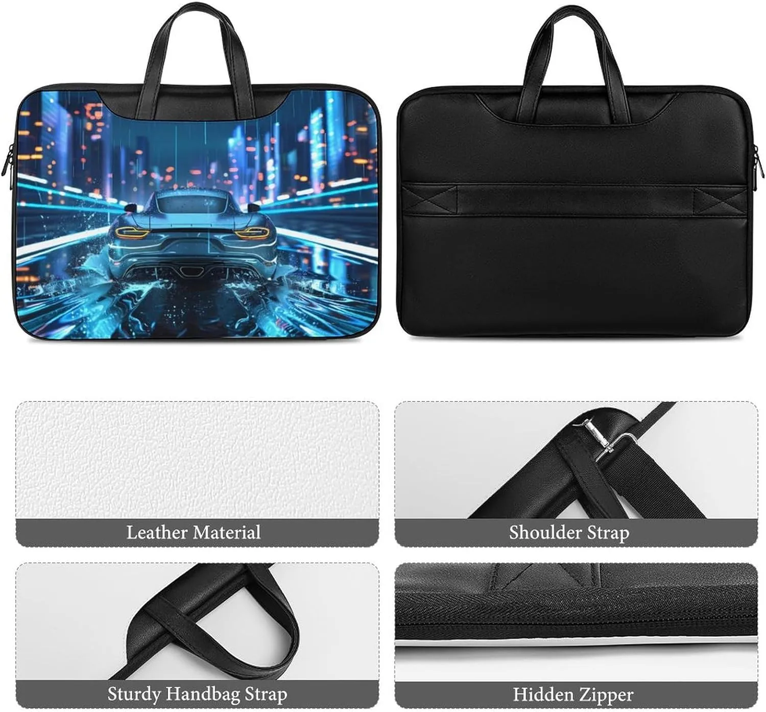 Water Droplets Cool Sport Car Laptop Tote Bag Waterproof Computer Carrying Case Business Office Briefcase