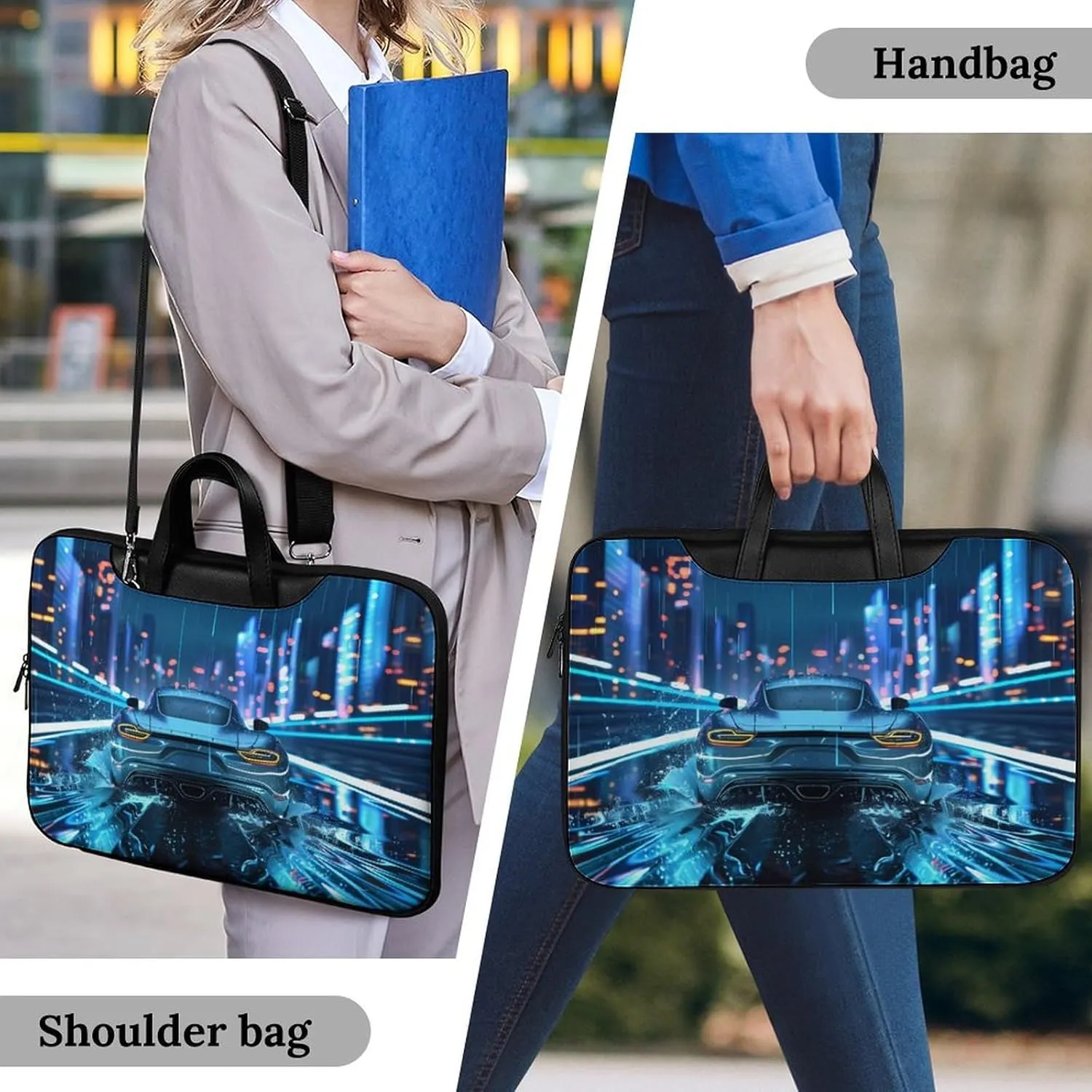 Water Droplets Cool Sport Car Laptop Tote Bag Waterproof Computer Carrying Case Business Office Briefcase