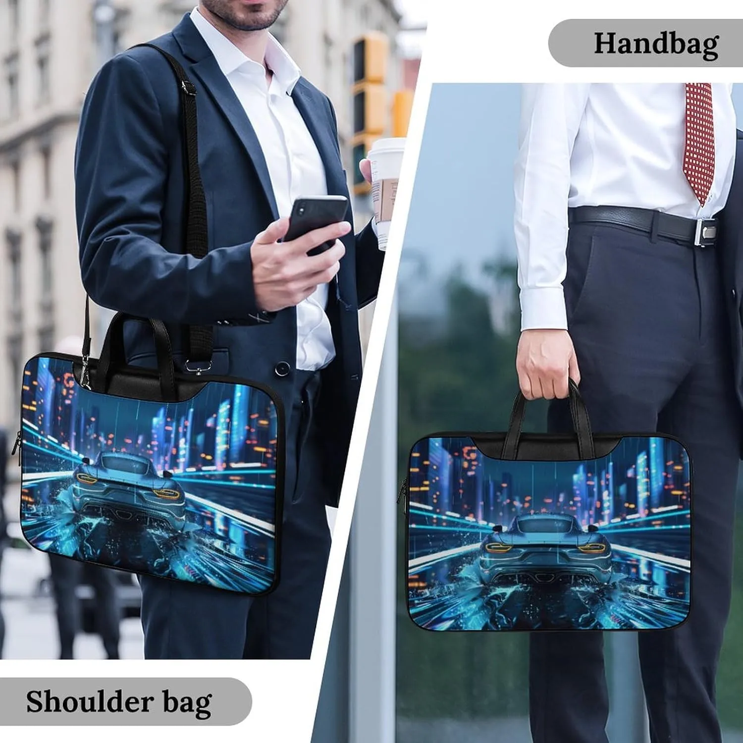 Water Droplets Cool Sport Car Laptop Tote Bag Waterproof Computer Carrying Case Business Office Briefcase