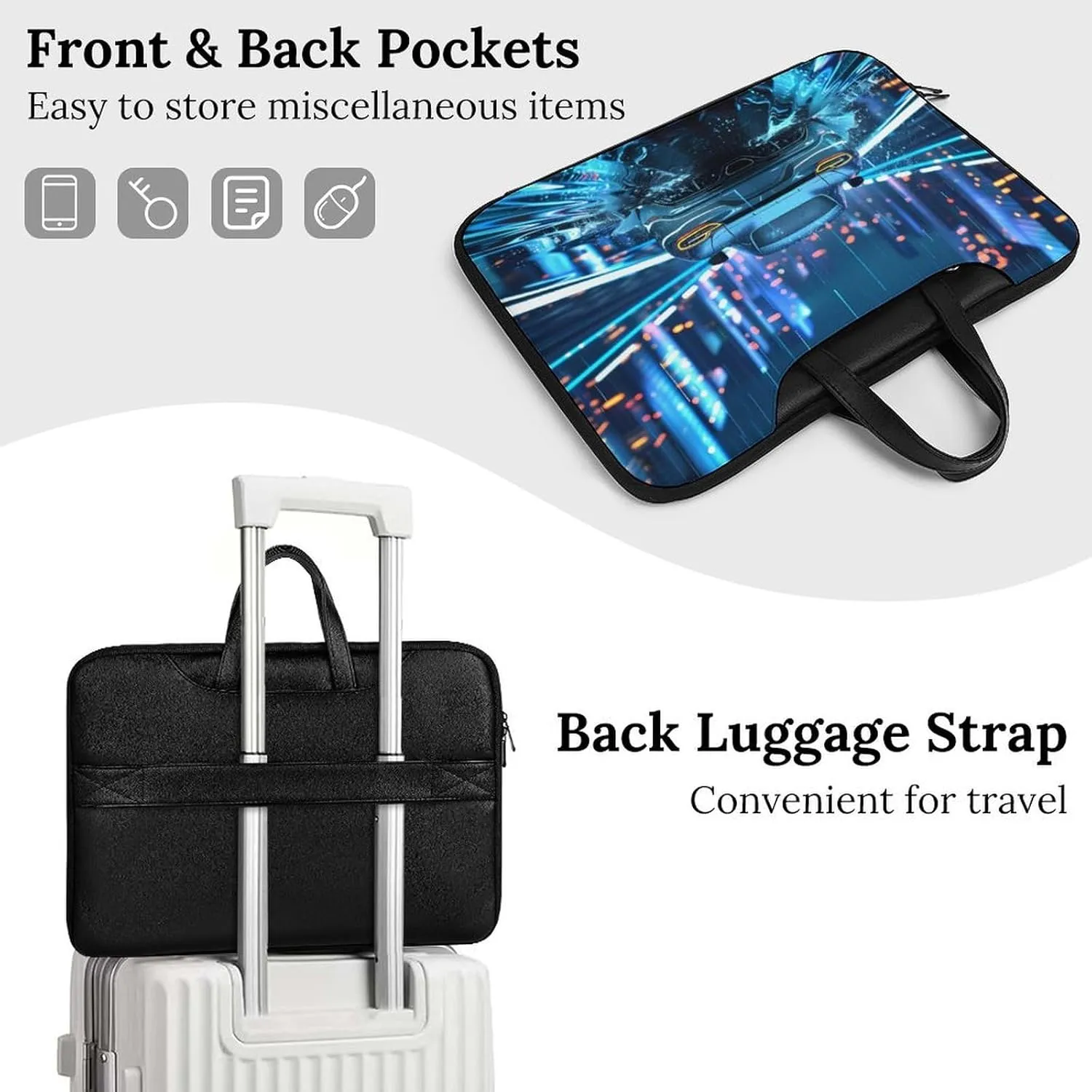Water Droplets Cool Sport Car Laptop Tote Bag Waterproof Computer Carrying Case Business Office Briefcase