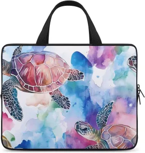 Watercolor Sea Turtles Colorful Laptop Sleeve Bag Computer Carrying Case Laptops Protective Cover for Travel Business
