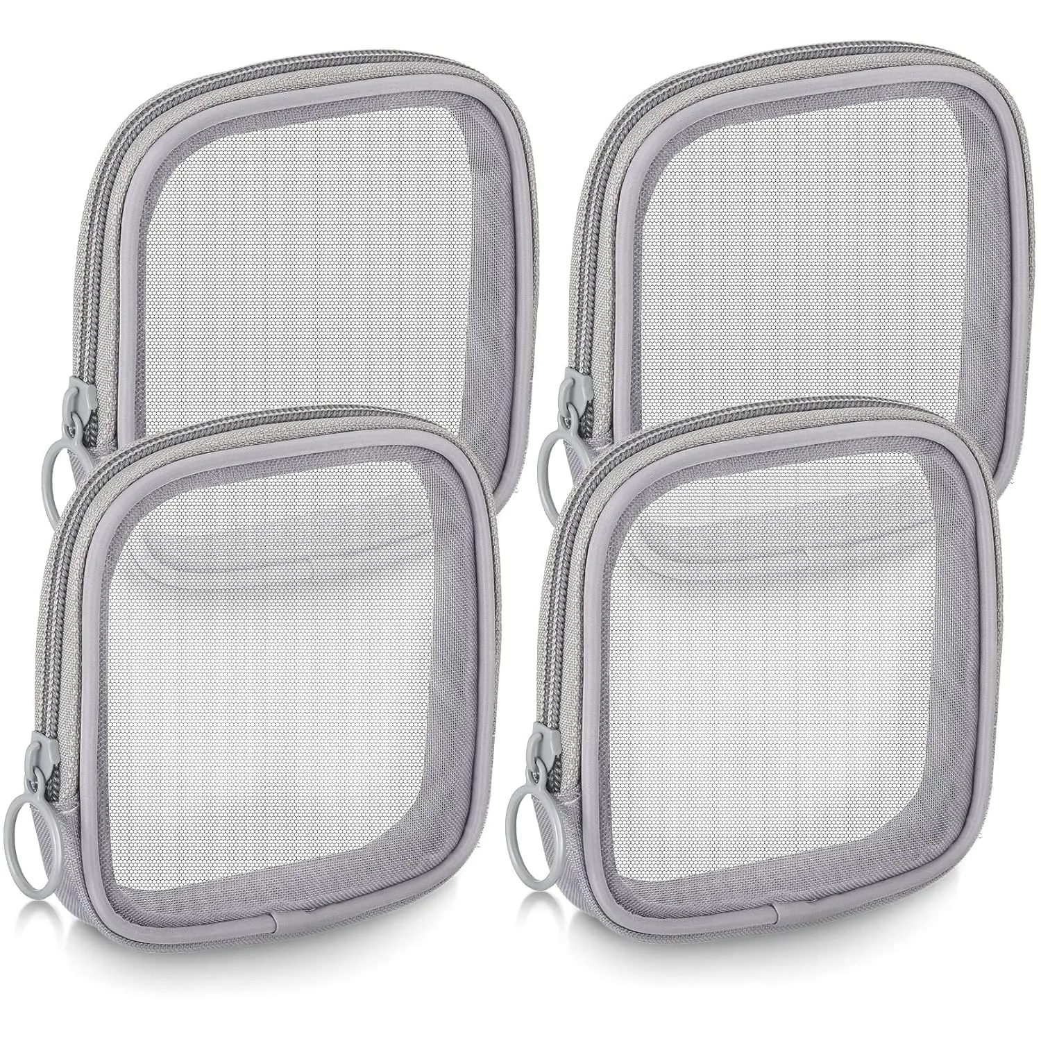 Weewooday 4 Pcs Mesh Makeup Bag Mesh Cosmetic Bag Travel Toiletry Pouch with Zipper Mini Makeup Cosmetic Purse for Daily Accessory(Small,Gray)