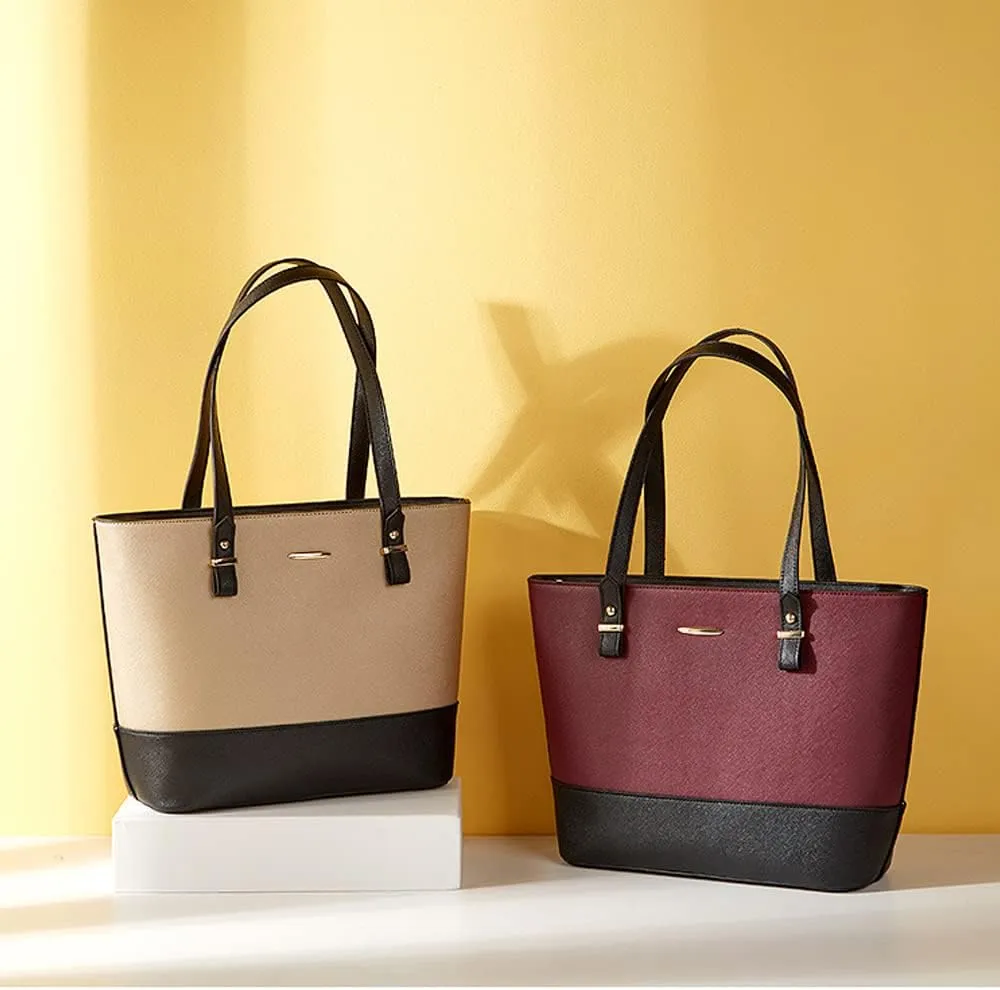 Women Handbags Set Textured Leather Purses Tote Shoulder Bags Dome Satchel Bag with Tassel Small Clutch Wallet 3-Pcs