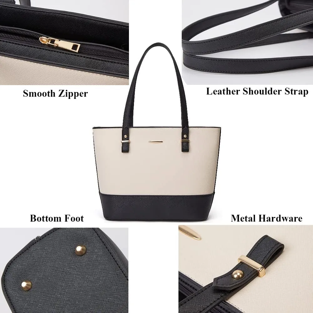 Women Handbags Set Textured Leather Purses Tote Shoulder Bags Dome Satchel Bag with Tassel Small Clutch Wallet 3-Pcs
