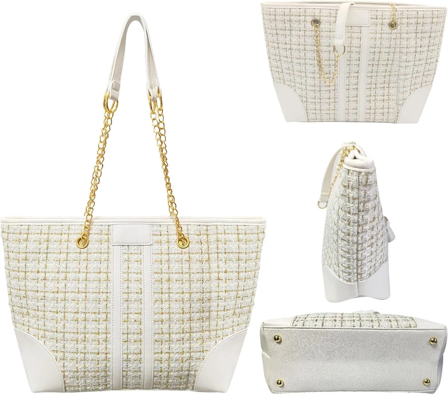 Women Tweed Single shoulder Bag Handbag and Purse Fashion Ladies Chain Quilted Crossbody Bag Evening Bag Clutch 