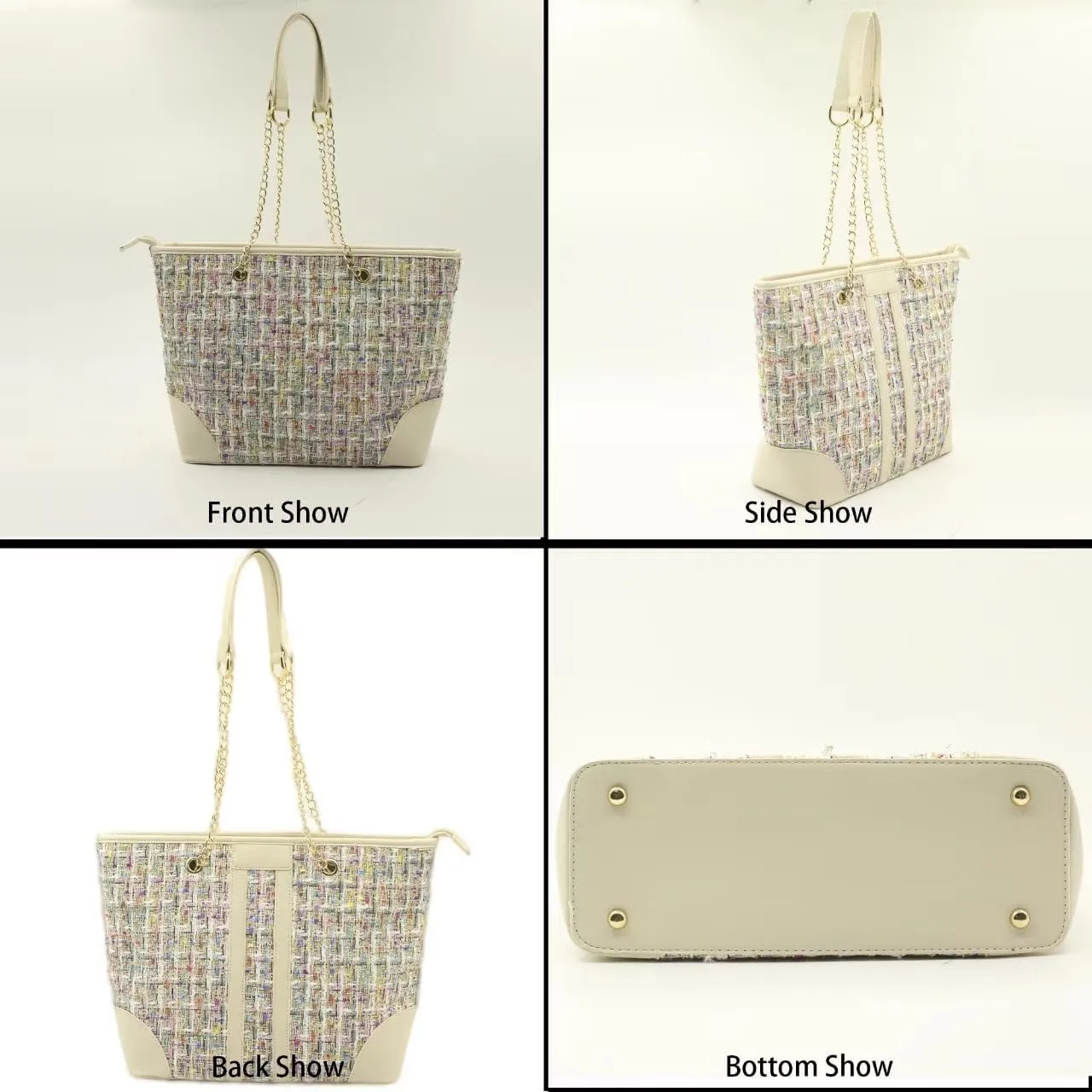 Women Tweed Single shoulder Bag Handbag and Purse Fashion Ladies Chain Quilted Crossbody Bag Evening Bag Clutch 