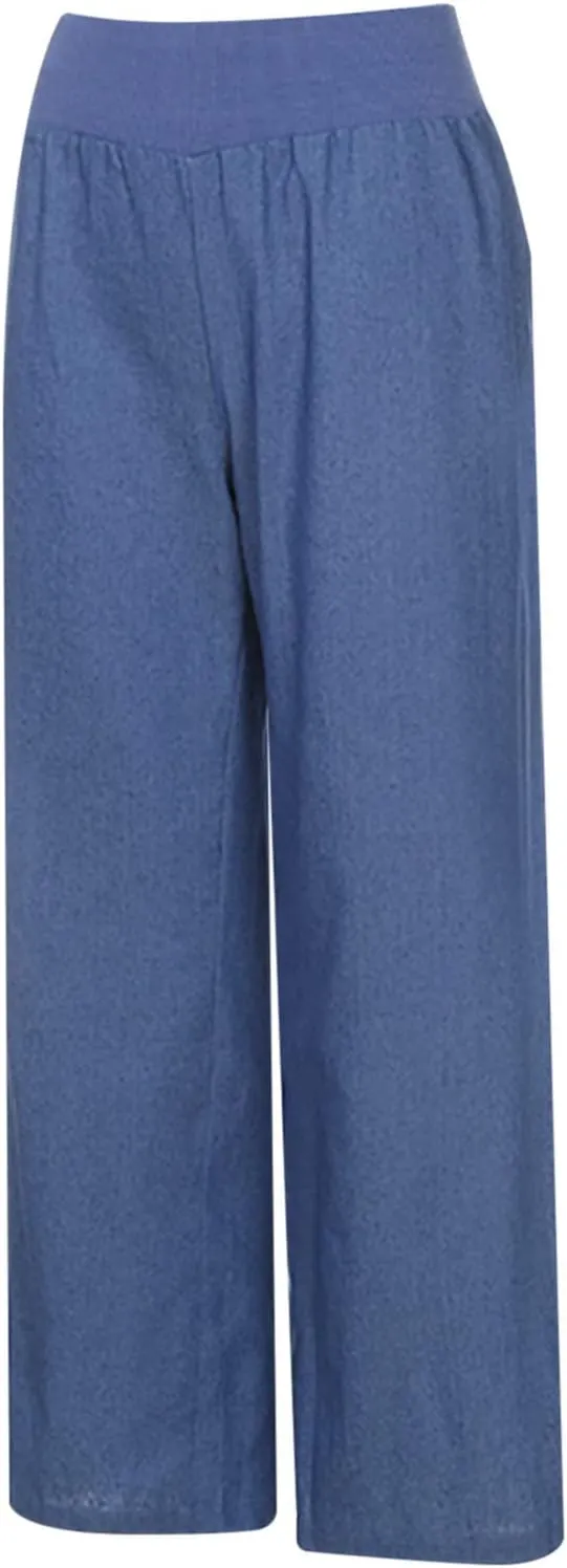 Womens Casual Pant 2024 Summer Trendy High Waist Fake Denim Wide Leg Palazzo Pants Lounge Jeans Trousers with Pocket