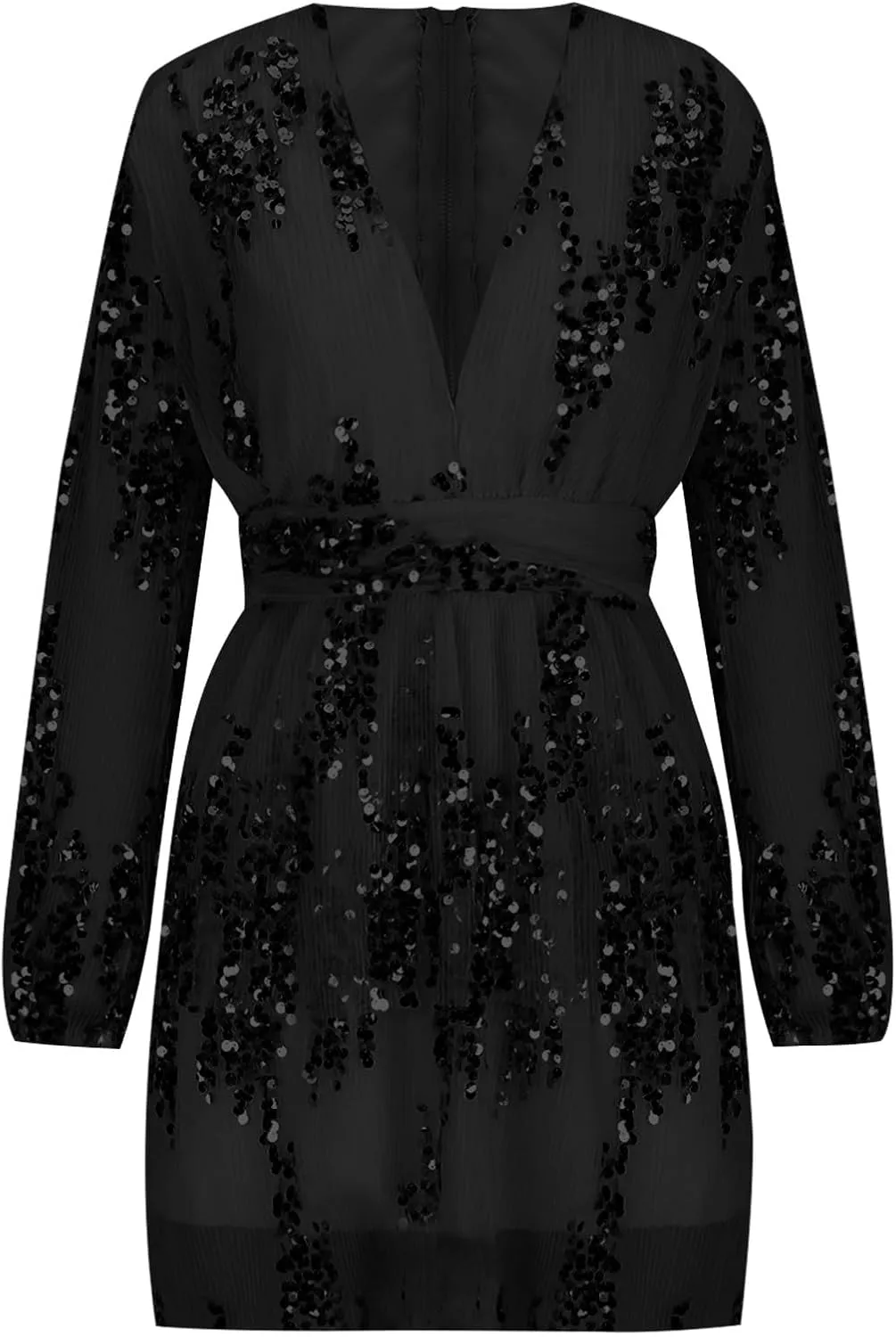 Women's Formal Dresses 2024 Summer Trendy Long Sleeve Lace Ruffle Layered Swing Short Mini Sundress with Pockets