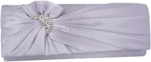 Womens Pleated Flower Clutch Bag Satin Retro Evening Bags