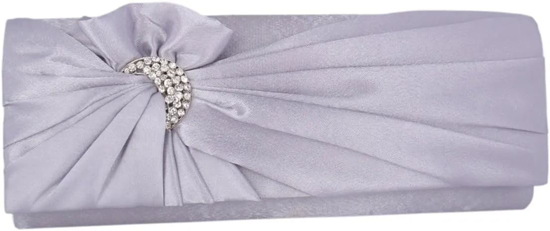 Womens Pleated Flower Clutch Bag Satin Retro Evening Bags