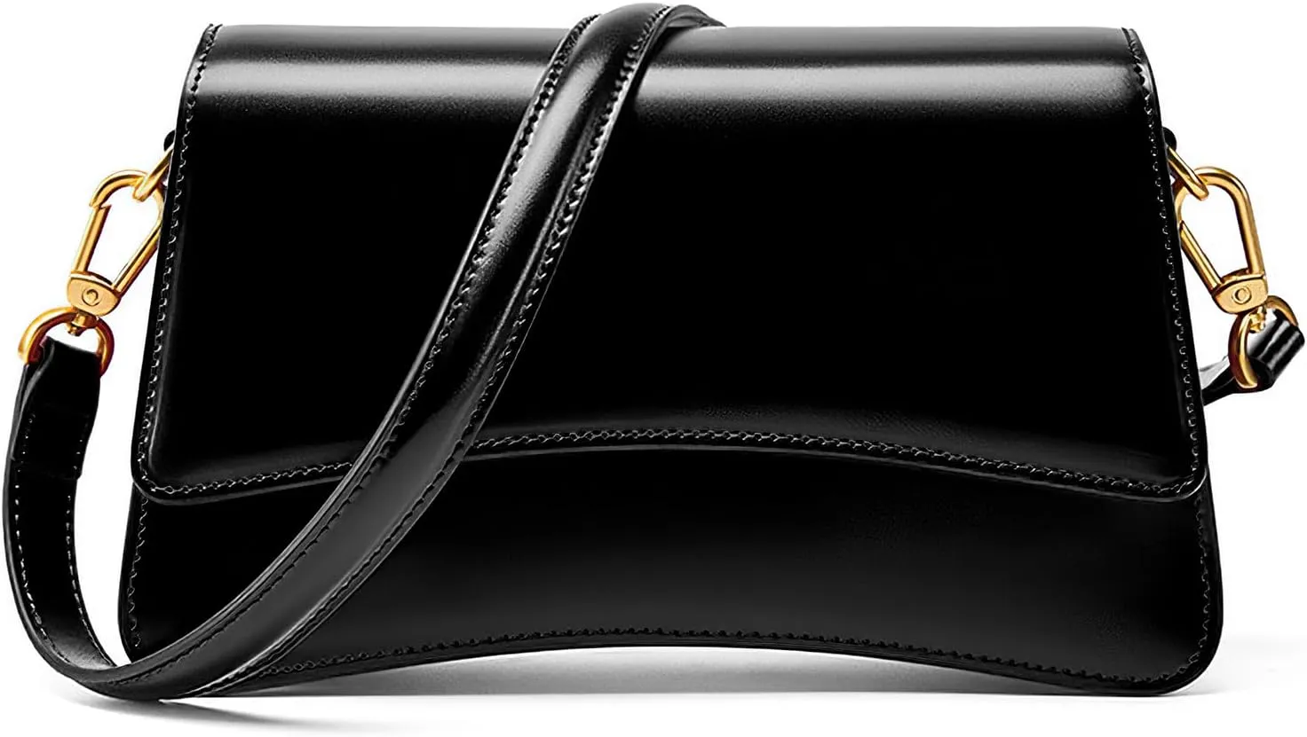 Womens Shoulder Bags Black Leather Small Handbag Crossbody Bags Retro Underarm Bag Fashion Clutch Purses