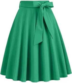 Women's Solid Color Retro Long Skirt High Waist A Line 50S Swing Skirt