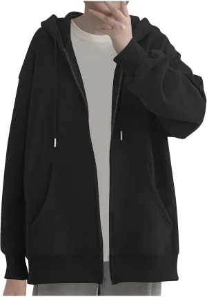Womens Zip Up Hoodies 2024 Fall Winter Fashion Long Sleeve Hooded Sweatshirt Oversized Fleece Jacket with Pockets