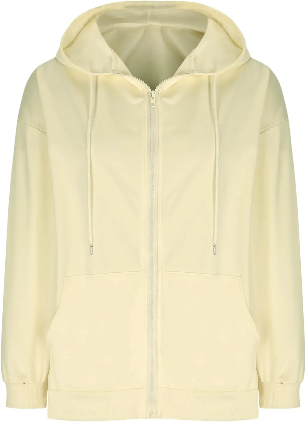 Womens Zip Up Hoodies 2024 Fall Winter Fashion Long Sleeve Hooded Sweatshirt Oversized Fleece Jacket with Pockets