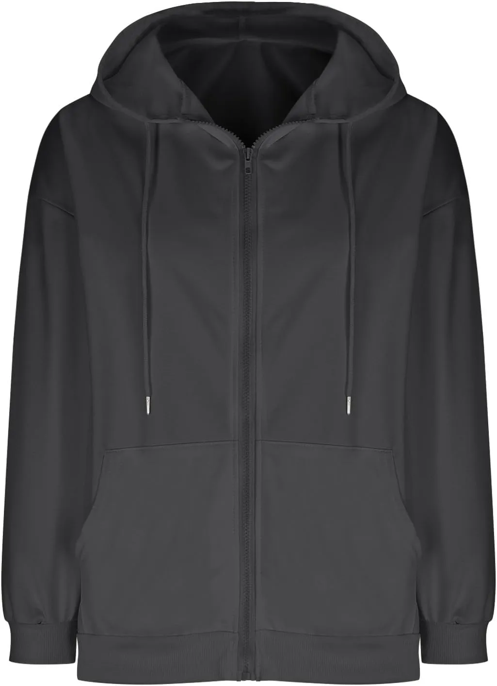 Womens Zip Up Hoodies 2024 Fall Winter Fashion Long Sleeve Hooded Sweatshirt Oversized Fleece Jacket with Pockets