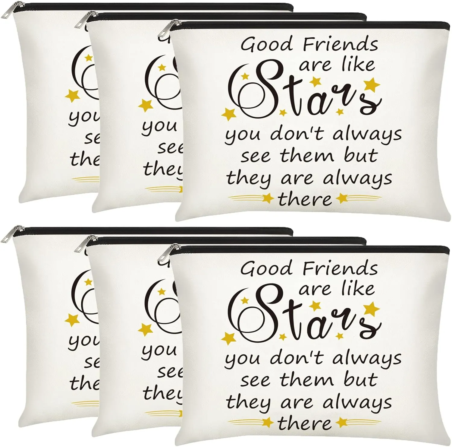 Xuniea 6 Pieces Friendship Cosmetic Bag Gifts for Women Girls Weekend Friends Makeup Bag for Friendship Travel Pouch Friend BFF Gifts for Women Birthday(Star Pattern)