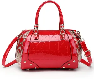 Yohora Handbag for Women Vintage Top Handle Bag Leather Shoulder Crossbody Bag Large Capacity Satchel with Rivet